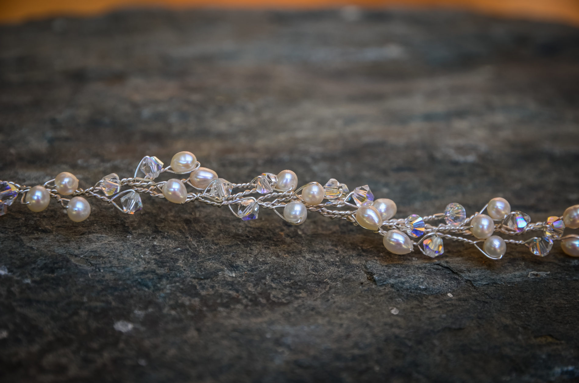 Thin pearl hair vine with 5 simple pearl hair pins West Coast Jewelry