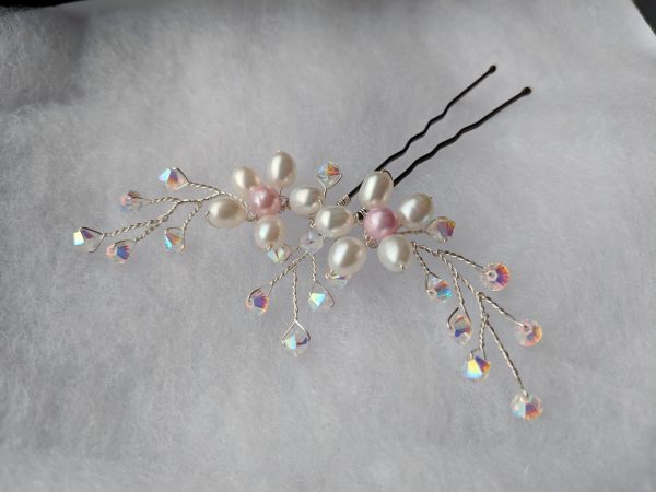 Silver Flower Pearl Hair Pins - Image 9
