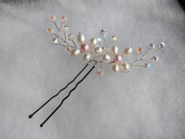 Silver Flower Pearl Hair Pins - Image 8