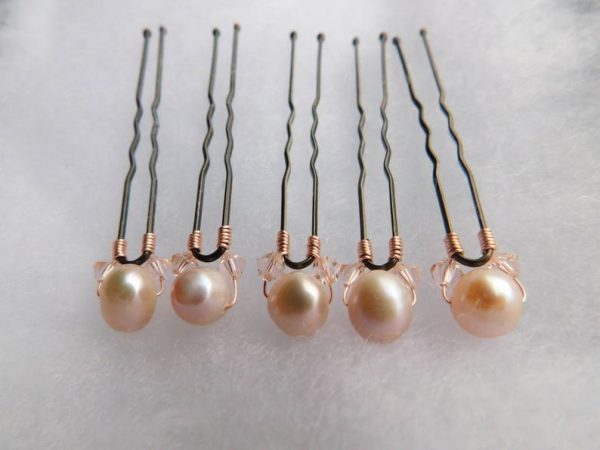 Simple Rose Gold Pearl Hair Pins