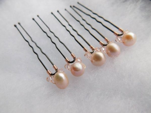 Simple Rose Gold Pearl Hair Pins